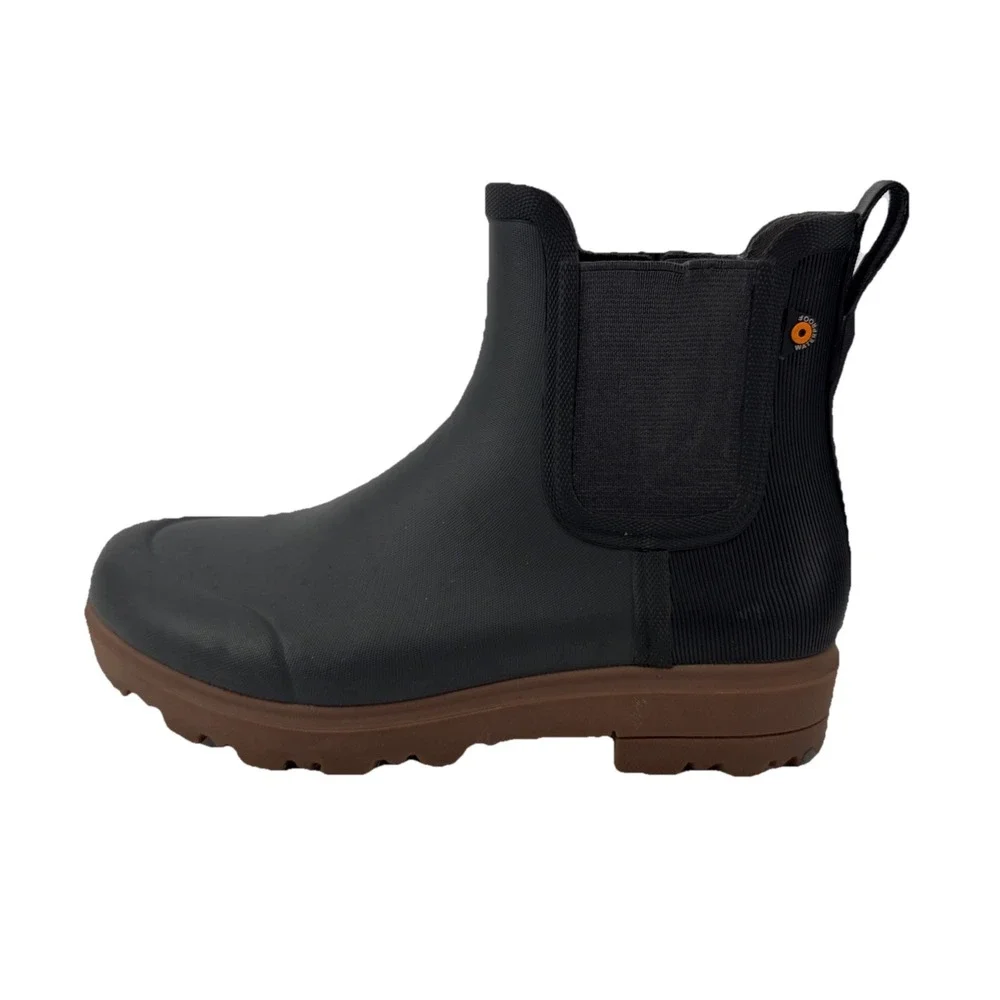 Bogs Holly Chelsea Rain Boots Women 7 Black Waterproof Rubber Ankle Boot